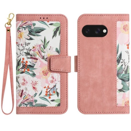 Чехол-книжка Floral Pattern Leather для Google Pixel 9a - розовый