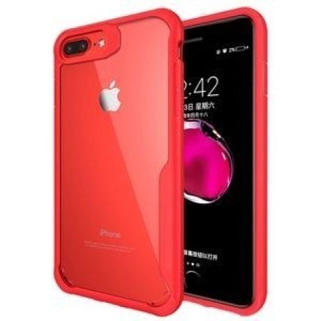 Противоударный чехол на iPhone 8 Plus/ 7 Plus прозрачный (Red)