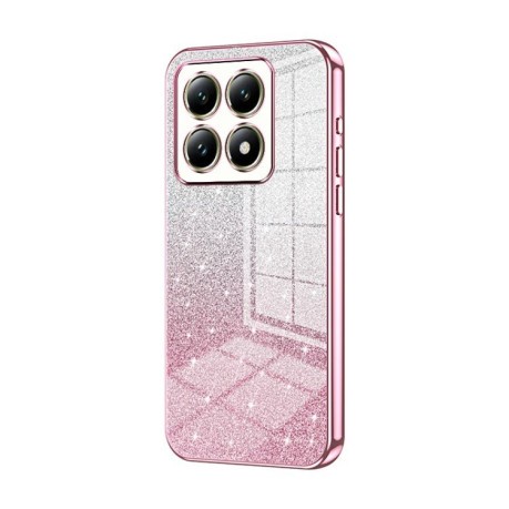 Ударозащитный чехол Gradient Glitter Powder Electroplated на Xiaomi 14T - розовый