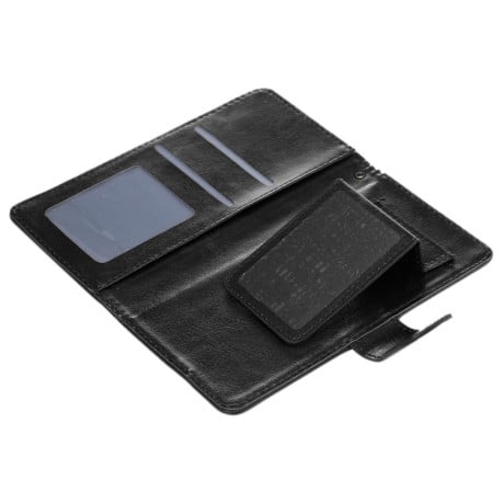 Универсальный кожаный чехол-книжка Da Vinci Texture для iPhone/Samsung/Realme/Xiaomi 13.5x7x1.8 cm - черный