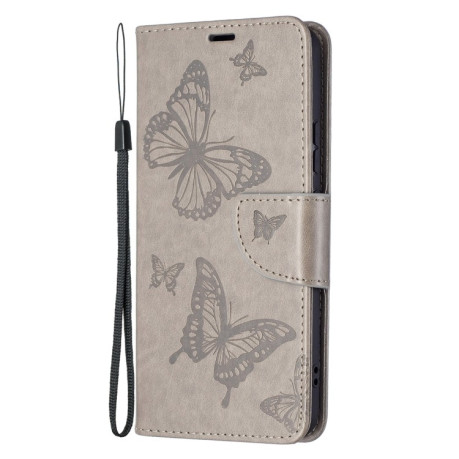 Чехол-книжка Butterflies Pattern для Samsung Galaxy S22 Ultra 5G - серый