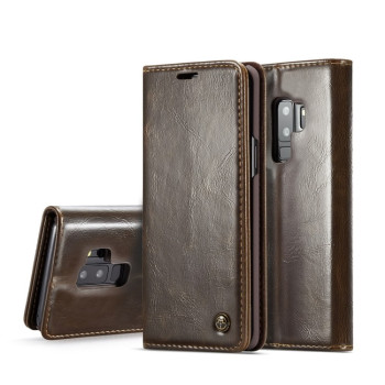 Кожаный чехол-книжка CaseMe 003 Series на Galaxy S9 Plus - коричневый