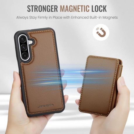 Чехол JEEHOOD J05 Business Magnetic Style RFID Leather для Samsung Galaxy A36 - коричневый