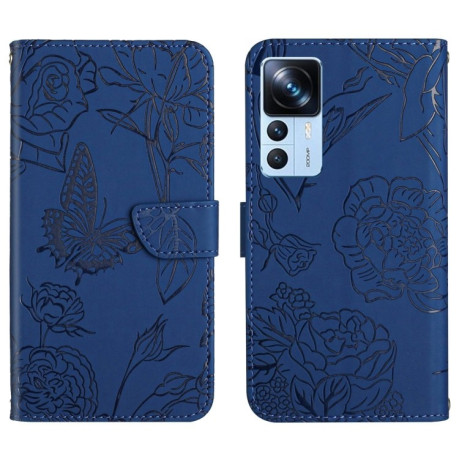 Чехол-книжка Skin Feel Butterfly Embossed для Xiaomi Redmi K50 Ultra/12T/12T Pro - синий