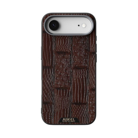 Ультратонкий чохол ABEEL Beast Pattern 6D Micro-Embossed MagSafe Genuine Leather на iPhone Air - коричневий