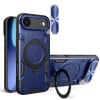 Чехол со шторкой камеры CD фактурой и подставкой на iPhone Air - синий