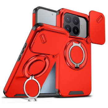 Протиударний чохол зі шторкою камери Sliding Camshield і кільцем-підставкою на Xiaomi 17T Pro 5G — червоний