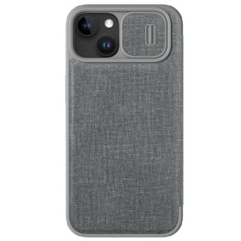 Чехол-книжка  NILLKIN QIN Series Pro Fabric Textured Leather для iPhone 15 - серый