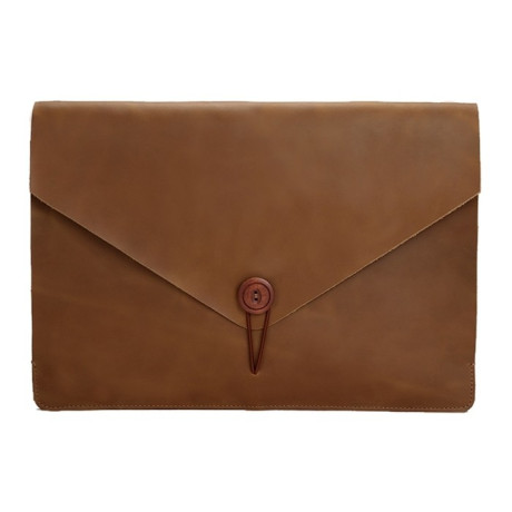 Универсальная сумка-конверт из натуральной кожи  EsCase Classical series для ноутбуков 12 дюймов и менее - желтый