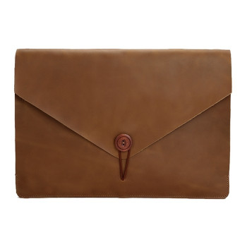 Универсальная сумка-конверт из натуральной кожи  EsCase Classical series для ноутбуков 13.3 дюйма и менее - желтый