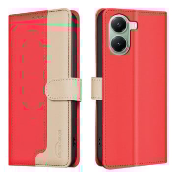 Чохол-книжка Color Matching RFID Anti-theft Leather для Xiaomi Poco X7 Pro - червоний