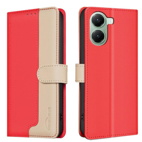 Чехол-книжка Color Matching RFID Anti-theft Leather для Xiaomi Poco X7 Pro - красный