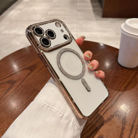 Противоударный чехол Diamond Gradient Plated MagSafe для iPhone 17 Pro - золотой