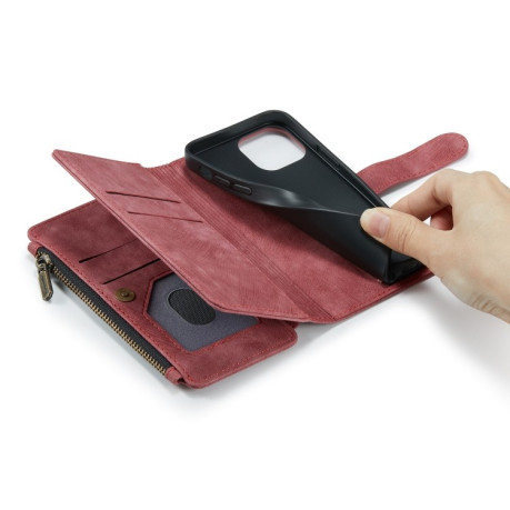 Шкіряний чохол-гаманець CaseMe-C30 для iPhone 13 mini - червоний