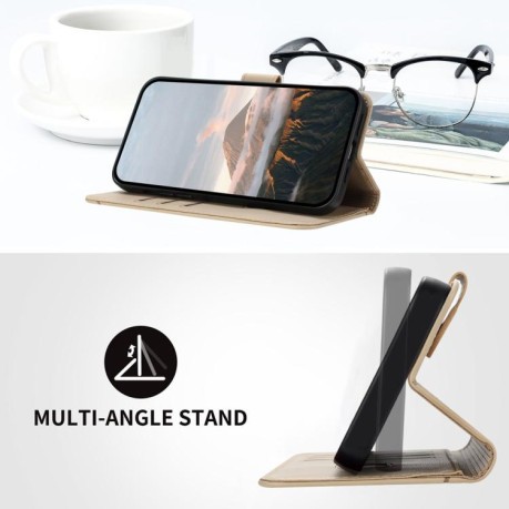 Чохол-книжка Triangle Pattern Buckle Clasp Leather на Xiaomi Redmi Note 14 Pro 4G - золотий