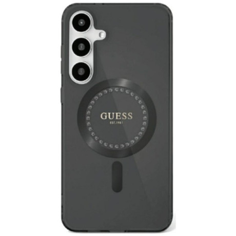 Оригинальный чехол Guess Rhinestones Printed Classic Logo MagSafe для Samsung Galaxy S25 Ultra - Black