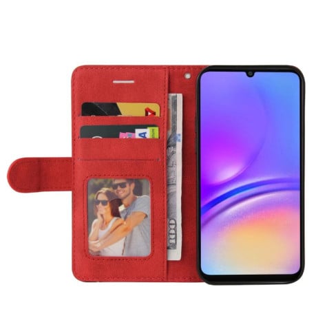 Чохол-книжка Dual-color Splicing Flip Leather на Samsung Galaxy A07 5G - червоний