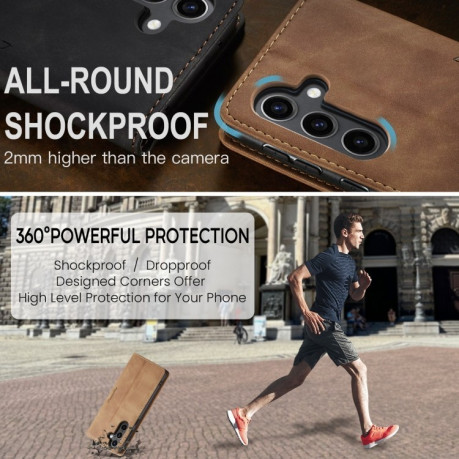 Чохол-книжка CaseMe-013 Multifunctional для Samsung Galaxy S24 FE 5G - коричневий