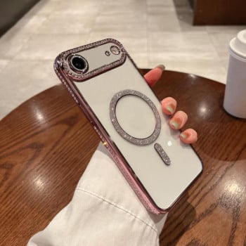 Противоударный чехол Diamond Gradient Plated MagSafe для iPhone Air - розовый