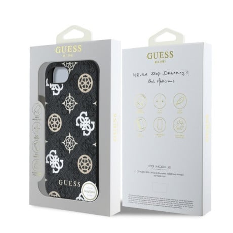 Оригинальный чехол Guess Peony Script MagSafe для iPhone 16e - Black