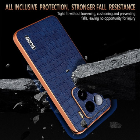 Чехол AZNS Electroplated Frame Crocodile Texture на Xiaomi 15 - коричневый