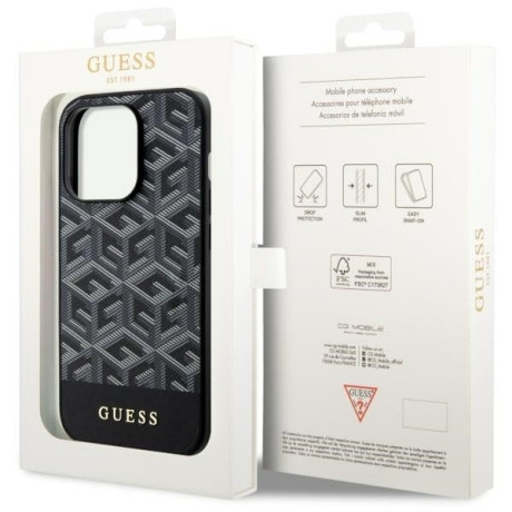 Оригинальный чехол Guess GCube Stripes MagSafe для iPhone 14 Pro Max - black