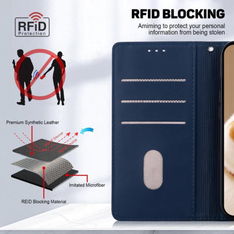 Чехол-книжка Cute Cats RFID Leather для Xiaomi Redmi Note 14 4G 164.84mm - синий
