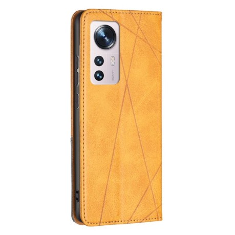 Чехол-книжка Rhombus Texture для Xiaomi Mi 12 - желтый