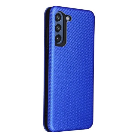 Чехол-книжка Carbon Fiber Texture на Samsung Galaxy S21 FE - синий