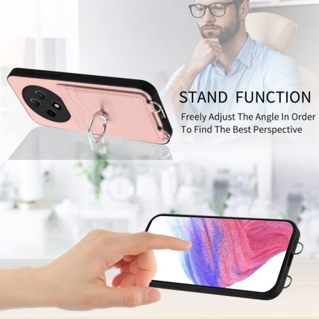 Противоударный чехол R20 Ring Card Holder для OPPO A3 Pro 5G - розовый