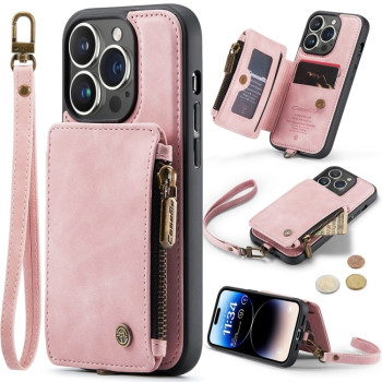 Чехол CaseMe C20 Multifunctional RFID Leather для iPhone 15 Pro Max - розовый