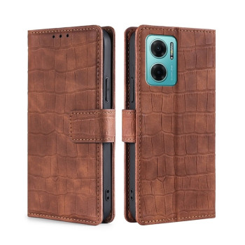 Чохол-книжка з м'яким покриттям (Skin Feel), фактура крокодил (Crocodile Texture) на Xiaomi Redmi Note 11E/Redme 10 5G CN/Redmi 10 5G - коричневий