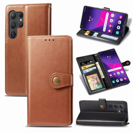 Чехол-книжка Retro Solid Color на Samsung Galaxy S25+ 5G - коричневый