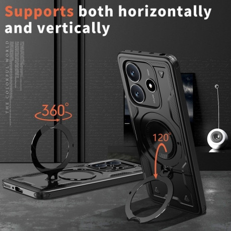 Противоударный чехол MagSafe Holder Armor PC Hybrid для Xiaomi Redmi Note 14 5G/Poco M7 Pro 5G - черный