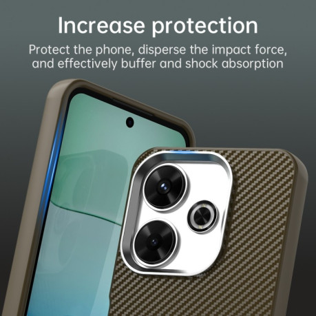 Ударозащитный чехол HMC Carbon Fiber Series IMD на Xiaomi Poco M6 4G - коричневый