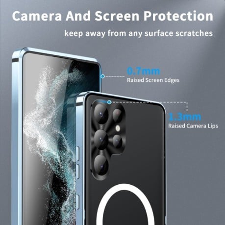 Противоударный чехол Frosted Meta (MagSafe) для Samsung Galaxy S23 Ultra 5G - синий