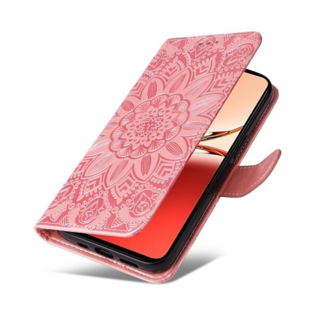 Чехол-книжка Embossed Sunflower для OPPO Reno12 F/12 FS- рожеве золото