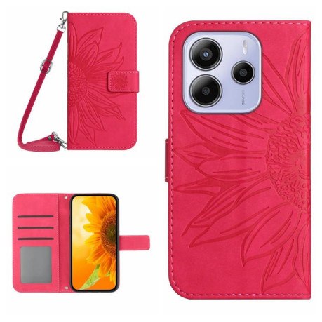Чохол-книжка Skin Feel Sun Flower для Xiaomi Redmi Note 14 4G Global - пурпурно-червоний