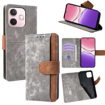 Чохол-книжка Color Stitching Skin Feel Leather RFID Blocking на OPPO A5 Pro 5G Global - сірий