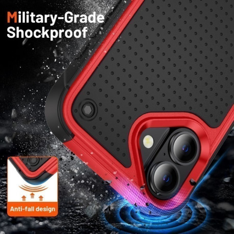 Чохол протиударний PC + TPU Shockproof Protective для iPhone 16 - Red+Black