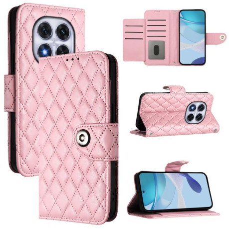 Чохол-книжка Rhombic Texture Flip Leather для Xiaomi Redmi Note 14 Pro 4G - рожевий