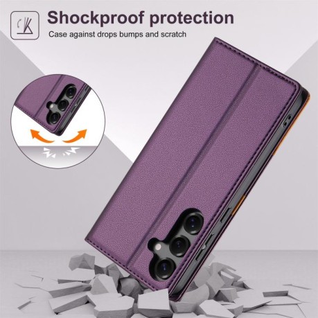 Чохол-книжка N.BEKUS P3 RFID Stitching з кишенькою на карток на Samsung Galaxy S25 FE 5G - фіолетовий