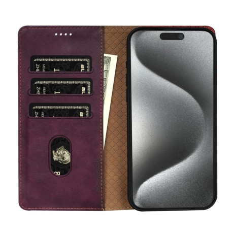 Чехол-книжка NBEKUS CSJ-P1 Solid Color Leather на iPhone 16e - винно-красный