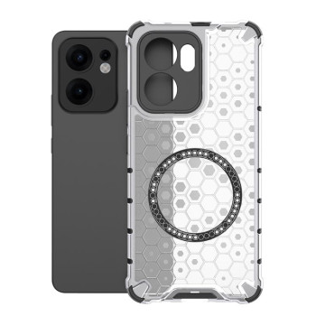 Противоударный чехол Honeycomb Magnetic Ring Shockproof на OPPO Reno13 F 5G Global - белый
