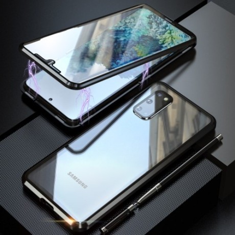 Двусторонний магнитный чехол Magnetic Angular Frame Tempered Glass на Samsung Galaxy S20 - черный