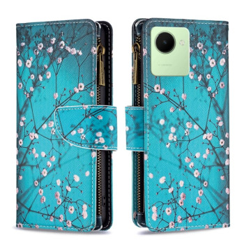Чохол-гаманець Colored Drawing Pattern Zipper для Realme C30 - Plum Blossom