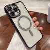 Противоударный чехол Diamond Gradient Plated MagSafe для iPhone 16 Pro Max - фиолетовый