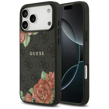Оригинальный чехол Guess 4G Flowers Print с MagSafe на iPhone 17 Pro - black