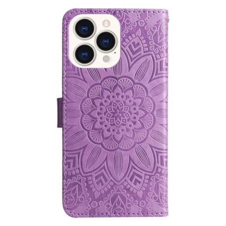 Чехол-книжка Embossed Sunflower для  iPhone 14 Pro Max - фиолетовый