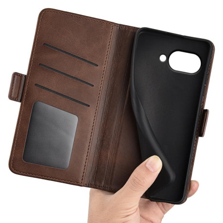 Чехол-книжка Dual-side Magnetic Buckle для Google Pixel 9a - коричневый